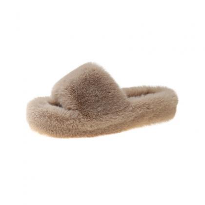 4cm Thick-soled Fur Slippers Soft-soled Home Fur..