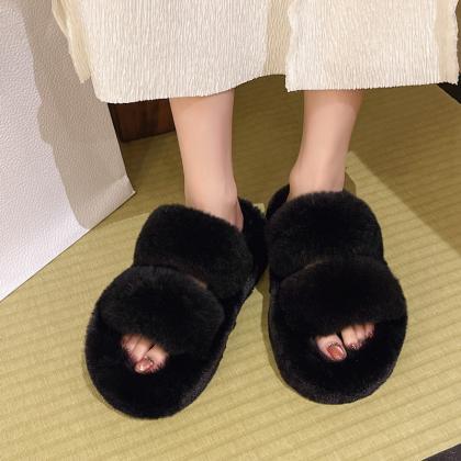 Thick-soled Fur Korean Version Of Real Fur..