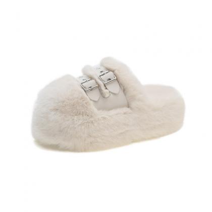 Fur Slippers Korean Version 7 Cm Thick Sole Warm..