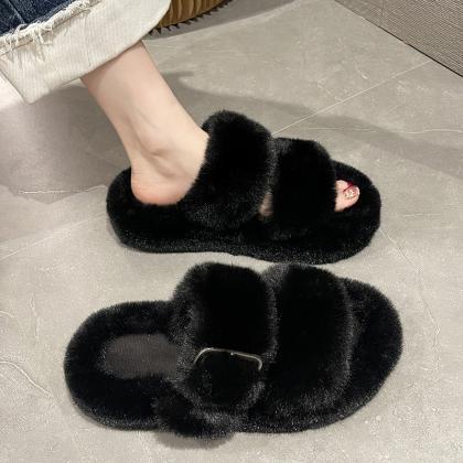 Thick-soled Fur Slippers For Women Autumn And..