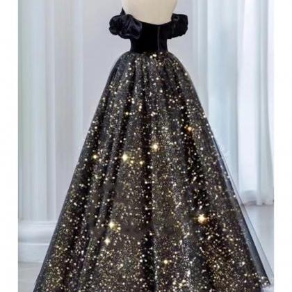 Black Prom Dress Full Length Evening Dress Sa826