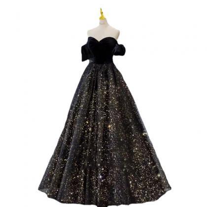 Black Prom Dress Full Length Evening Dress Sa826