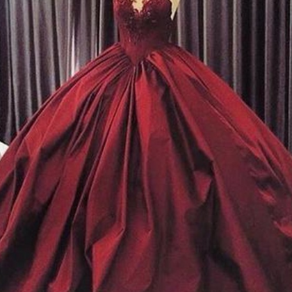 Burgundy Quinceanera Dresses, Puffy Ball Gown..
