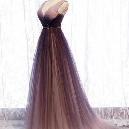 A-line Tulle V-neckline Formal Prom Dress Sa892