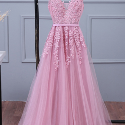 Lace Appliqued Tulle Formal Prom Dress, Beautiful..