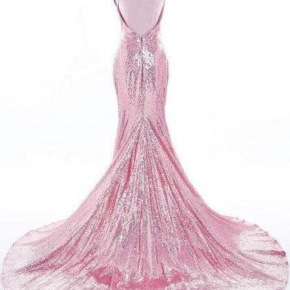 Simple Mermaid Sequins Formal Prom Dress,..