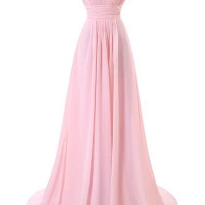 Simple A-line V-neckline Chiffon Formal Prom Dress..