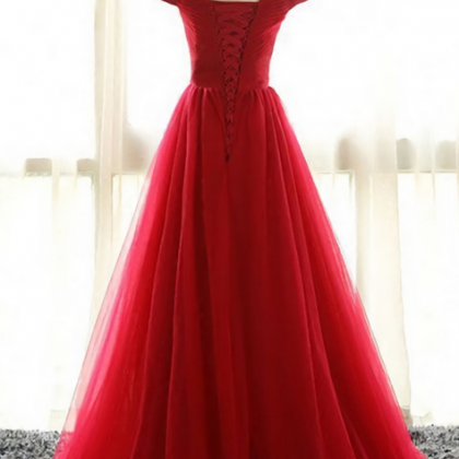 Red A Line Off Shoulder Formal Prom Dress,..