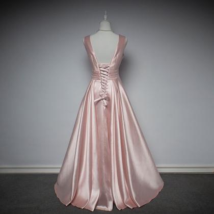 Pink Long Bridesmaid Dresses,a Line Dresses With V..