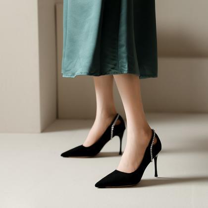 Fashionable Rhinestone Shallow High Heels Stiletto..