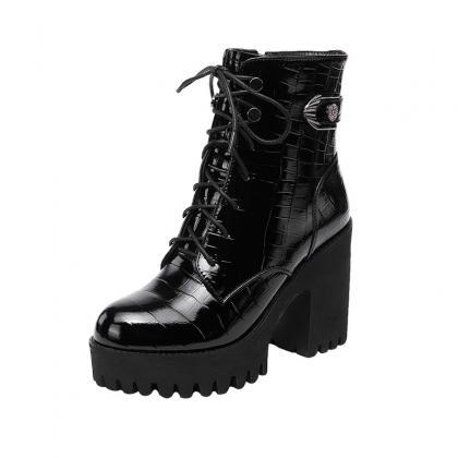 High-heeled Martin Boots For Women, British Style,..