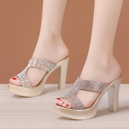 10cm High-heeled Fish Mouth Sandals For Women..