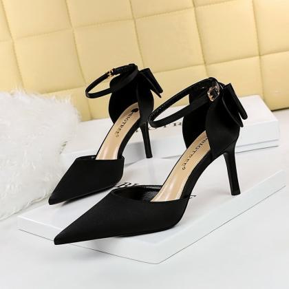High-heeled Shoes, Satin, Hollow, Shallow Mouth,..