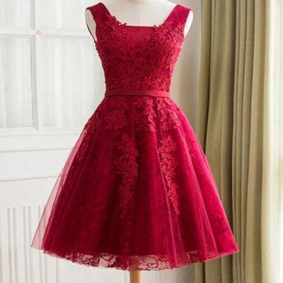 Wine Red Short Party Dress Prom Dress, Evening..