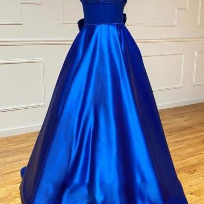 Blue Full Length Long Prom Dresses Evening Dress..