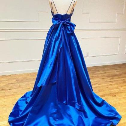 Blue Full Length Long Prom Dresses Evening Dress..