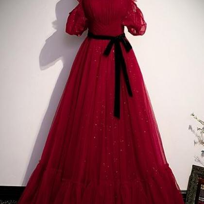 Red Off The Shoulder Full Length Evening Dress..