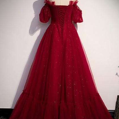 Red Off The Shoulder Full Length Evening Dress..