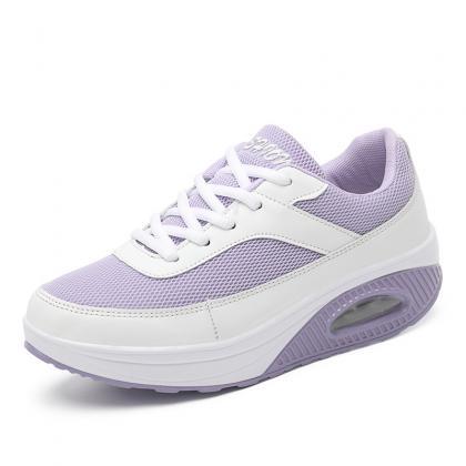 Sports Mesh Rocking Shoes For Women, Thick-soled..