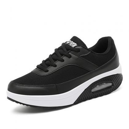 Sports Mesh Rocking Shoes For Women, Thick-soled..