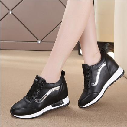 Style Wedge Heel Casual Travel Sneakers For Women..