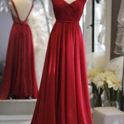 Wine Red Chiffon Long Floor Length Evening Party..
