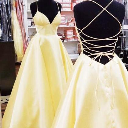 Yellow Prom Dress Long Prom Dresses Evening Dress..