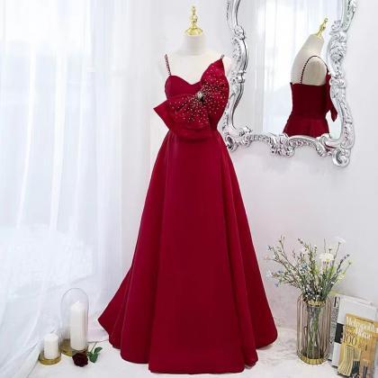 Red Dress Halter Prom Dress Cute Bowknot Evening..