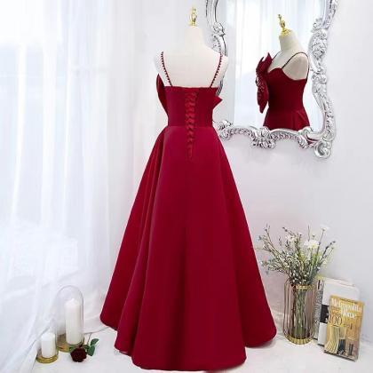 Red Dress Halter Prom Dress Cute Bowknot Evening..