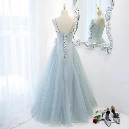 Light Blue Party Dress Sweet Prom Dress Spaghetti..
