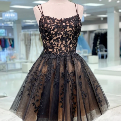 Black Lace Formal Prom Dresses Short Lace..