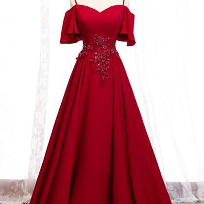 Red Long Straps Formal Party Dress Bridesmaid..