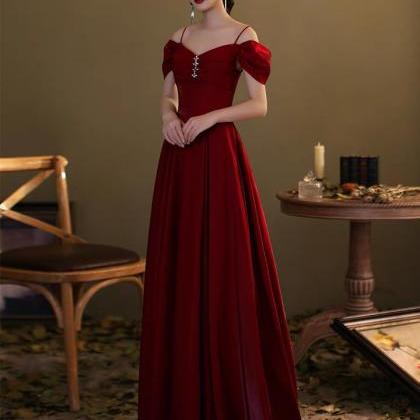 Burgundy Prom Evening Gown Off Shoulder Party..