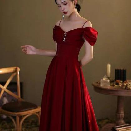 Burgundy Prom Evening Gown Off Shoulder Party..