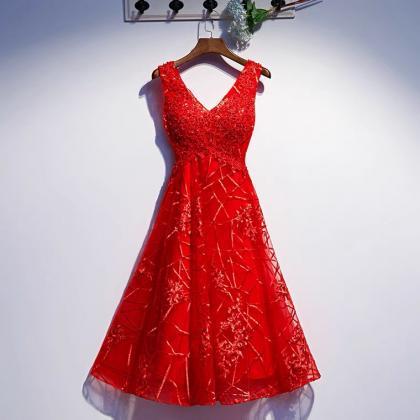 Red Homecoming Dress, Formal Dress,elegant Midi..