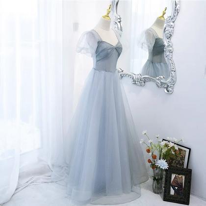 Gray Blue Evening Dress, Sweet Formal Party Dress,..
