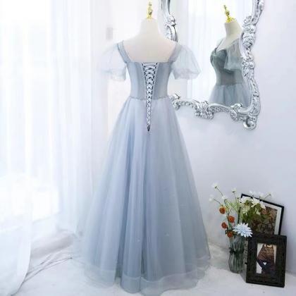 Gray Blue Evening Dress, Sweet Formal Party Dress,..
