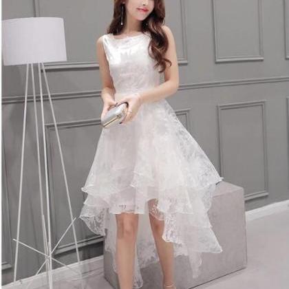 White Lace Hi-low Prom Dress Formal Dress Charming..