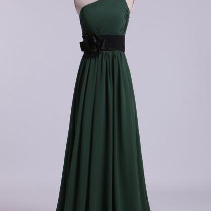 One Shoulder A Line Prom Dress With Ruffles And..