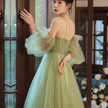 Green Tulle Simple Sweetheart Party Dresses,formal..