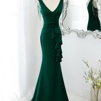 Mermaid Long Green Evening Party Dresses Formal..