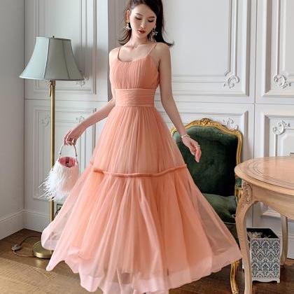 Pink Straps Cute Layers Party Dresses Formal..