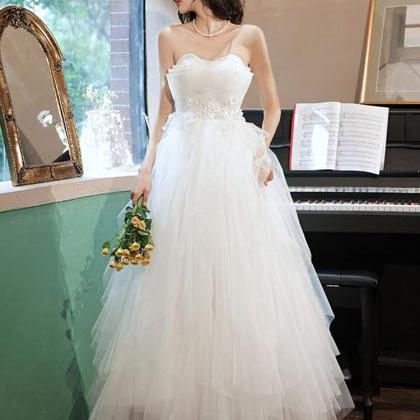 White Layers Princess Tulle Lace Wedding Party..