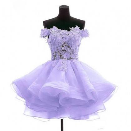 Light Purple Off Shoulder Homecoming Dress Party..