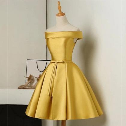 Gold Short Homecoming Dress Formal Dress Hand Made..