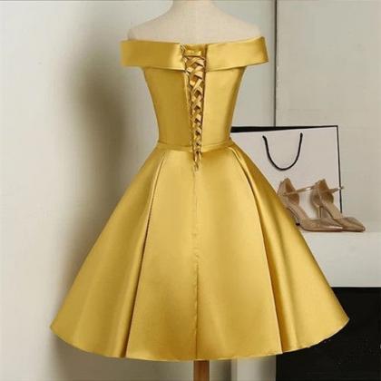 Gold Short Homecoming Dress Formal Dress Hand Made..