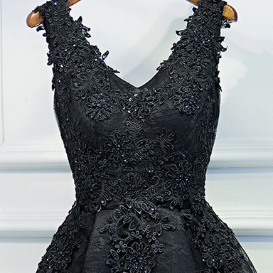 Black Homecoming Dresses With Appliques,teens..