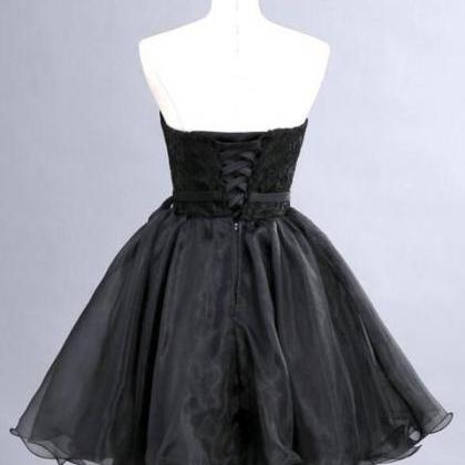 Black Short Lace-up Party Dress Formal Dress..