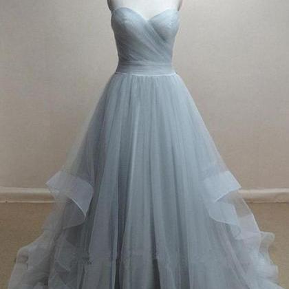 A-line Sweetheart Organza Long Prom Dresses Formal..