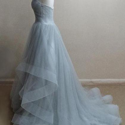 A-line Sweetheart Organza Long Prom Dresses Formal..